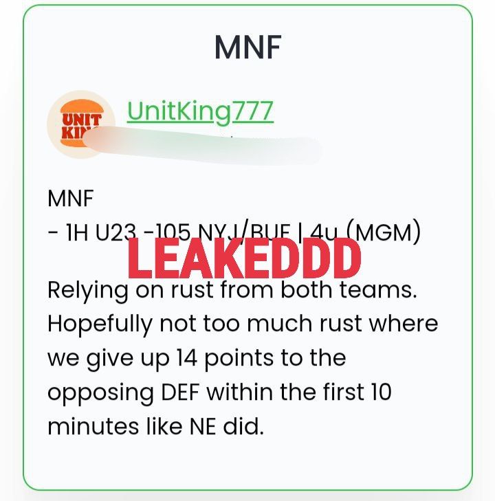 ItsCappersPicks's tweet image. #LearLocks
#UnitKing