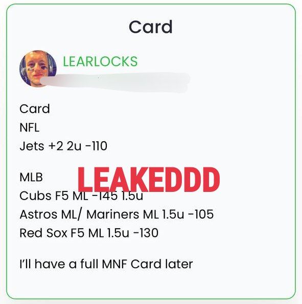 ItsCappersPicks's tweet image. #LearLocks
#UnitKing