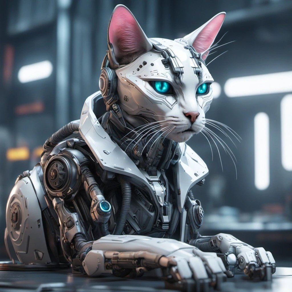 kittygirl182's tweet photo. Half feline grace, half mechanical marvel, behold the future's furriest cyborg companion! ๐ฑ๐ค #CyborgCat #AIart #aigeneratedart #AIcommunity #cats #CatsOnX #futuristic #cyborg #SDXL https://t.co/tS2UVFgjBH