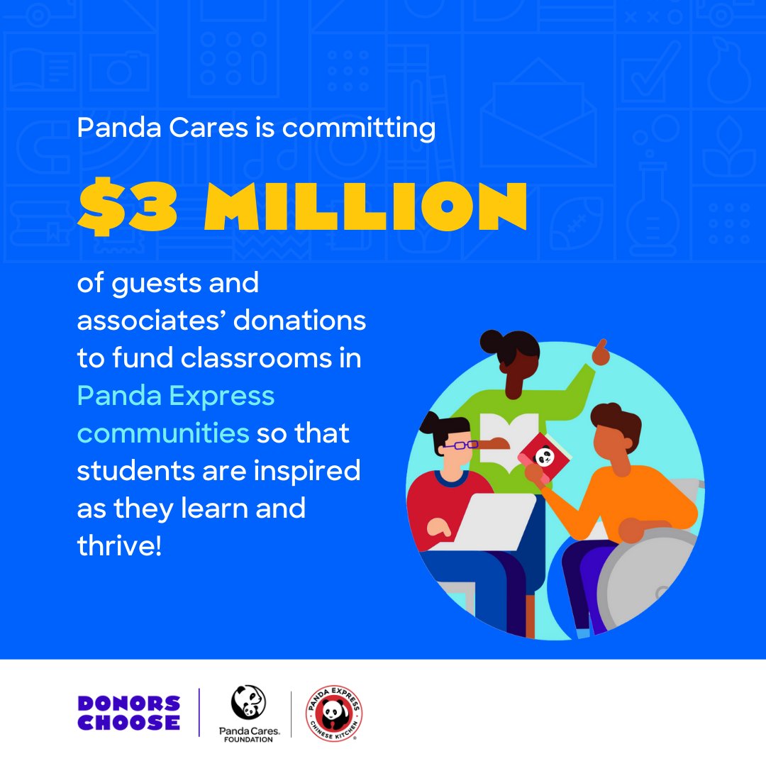 DonorsChoose's tweet photo. We are teaming up with @PandaExpress for the 4th year to support schools in Panda’s local community with $3 million in funding! Calling all teachers to check if your school qualifies and get a chance to have your project request fully funded! https://t.co/SfrM6gtsbg https://t.co/m5s2J8Ap6s