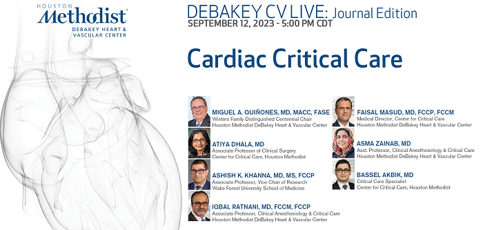 DeBakey CV Education - World Class CV Training (@debakeycvedu) on Twitter photo Tomorrow at 5 pm CST, watch DeBakey CV Live: Journal Edition for this special webcast on CARDIAC CRITICAL CARE with <a href="/maquinonesmd/">M Quinones MD, MACC</a> <a href="/Md1Faisal/">FaisalMasudMD1</a> & the issue’s authors <a href="/atiya_dhala/">Atiya Dhala</a> <a href="/KhannaAshishCCM/">Ashish K. Khanna, MD,MS,FCCP,FCCM,FASA</a> <a href="/Intensivist7/">Intensivist</a> <a href="/AkbikBassel/">Bassel Akbik</a>
#DeBakeyCVJournal
livestream.com/HMH-EDU/events…
#cardiotwitter Tomorrow at 5 pm CST, watch DeBakey CV Live: Journal Edition for this special webcast on CARDIAC CRITICAL CARE with <a href="/maquinonesmd/">M Quinones MD, MACC</a> <a href="/Md1Faisal/">FaisalMasudMD1</a> & the issue’s authors <a href="/atiya_dhala/">Atiya Dhala</a> <a href="/KhannaAshishCCM/">Ashish K. Khanna, MD,MS,FCCP,FCCM,FASA</a> <a href="/Intensivist7/">Intensivist</a> <a href="/AkbikBassel/">Bassel Akbik</a>
#DeBakeyCVJournal
livestream.com/HMH-EDU/events…
#cardiotwitter