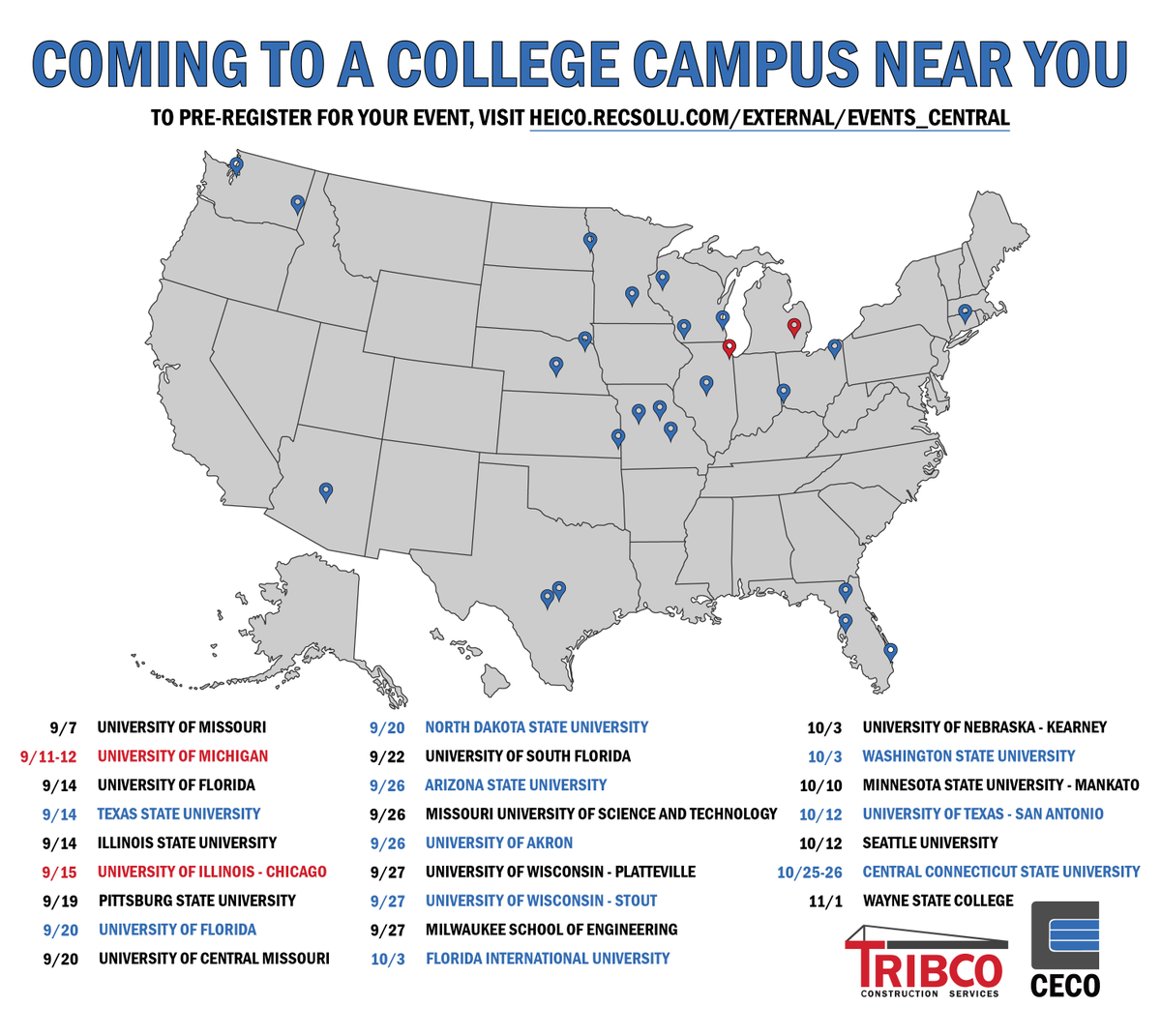 Coming to a college campus near you! Our team will be traveling across the U.S. to recruit the best &amp; brightest candidates to join the Ceco and Tribco teams and change the skylines of America. #ConcreteElevated #NowHiring
#concrete #construction