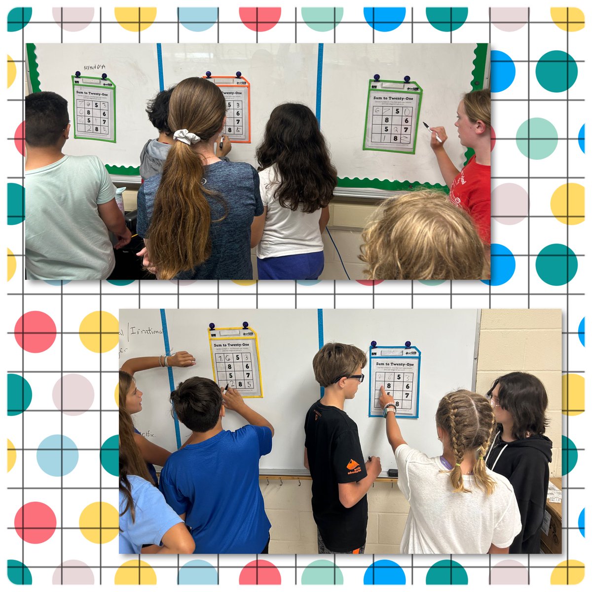 Math Counts students worked in randomly assigned groups at the white boards to solve the Sum to Twenty One Puzzle. <a href="/mathequalslove/">Sarah Carter</a> <a href="/pgliljedahl/">Peter Liljedahl</a>
