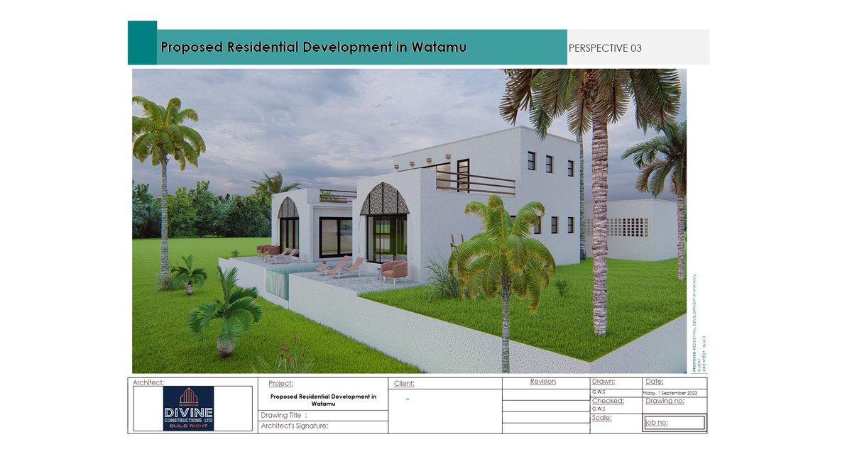 The design of Coastal region villas is inspired by the curves of the sea and its calmness.

Proposed 4bedroom Watamu villas.
#Designandbuild