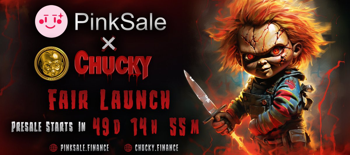 ChuckyFinance's tweet photo. #Pinksale #preselling #fairlaunch #Crypto #cryptocurrencies #memecoin 

https://t.co/hgNi8t1VRB https://t.co/YeYk2UbWd4