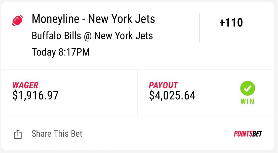 PlayersClubHQ's tweet photo. One of the players on the squad believed JETS all the way @RayMass #Jets #MondayNightFootball #GamblingTwiitter #NFLPicks https://t.co/J6AyNTvsJh