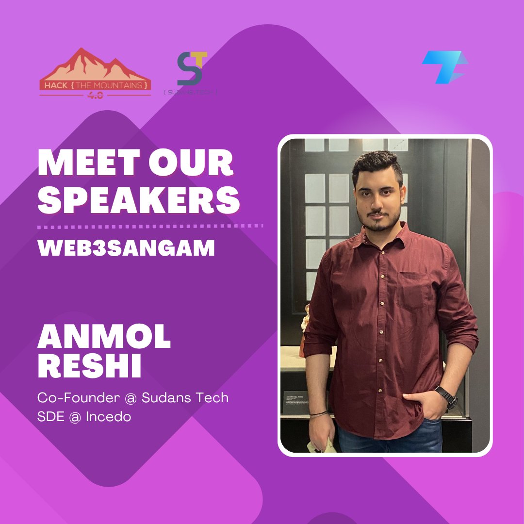 Technocrats_'s tweet photo. Unveiling the name of our speaker for Web 3 Sangam as the Co-Founder of Sudans Tech, SDE of Incedo and the brain behind HTM 3.0, we are elated to introduce Mr. Anmol Reshi who is an inspiration to the tech world.
#TechInnovation #HTM3 #Hackathons #Web3 #tech #technology #technew https://t.co/gugXCi8SWO