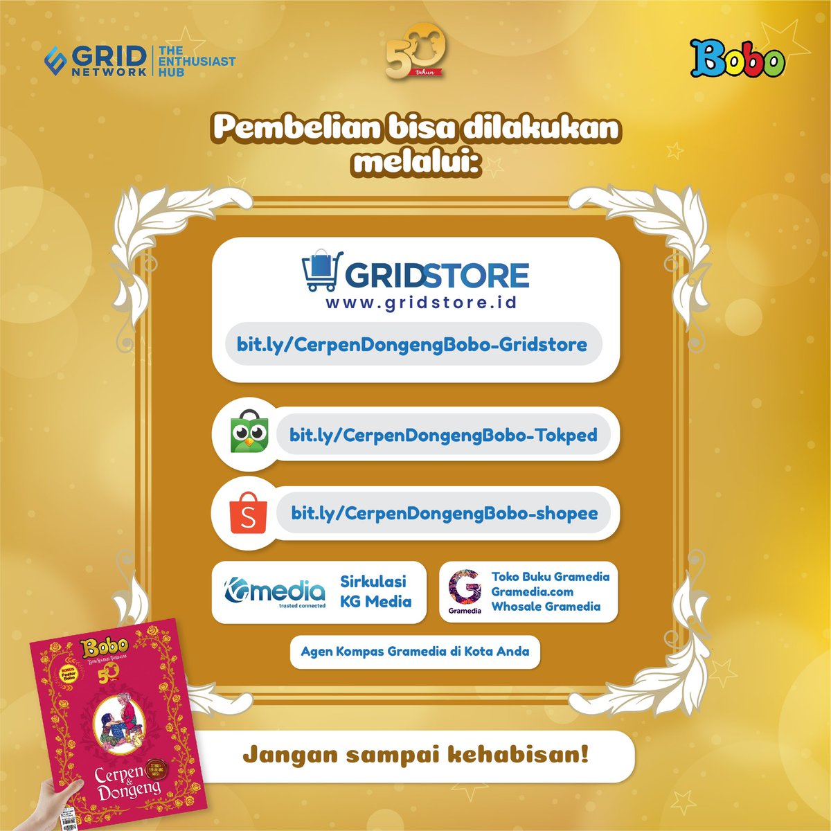 Halo, teman-teman! Ada kejutan lainnya dari Majalah Bobo, nih.

Kali ini Majalah  menerbitkan Edisi Koleksi 50 Tahun Cerpen dan Dongeng🎉

#MajalahBobo #50TahunMajalahBobo2023 #cerpendongengbobo