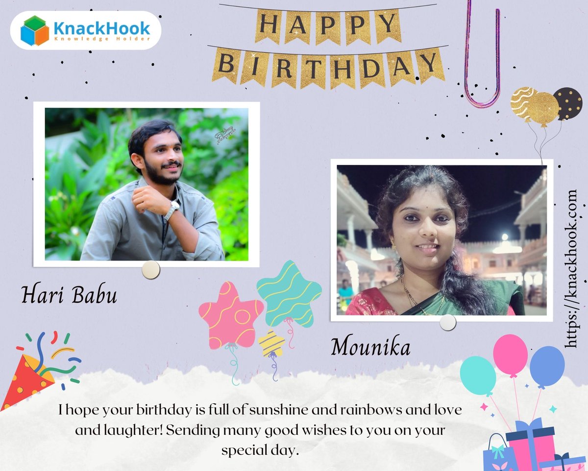 Knack_Hook's tweet photo. KnackHook Is Wishing you a very "HAPPY BIRTHDAY" Both of you...๐๐
https://t.co/kTZ9pWOQ8G
#knackhook #india #happybirthday #enterprenuers #business #digitalmarketing #jobsearch #creative #artist #startups #software #dotnet #students #education #jobs https://t.co/2KasNaNnSd