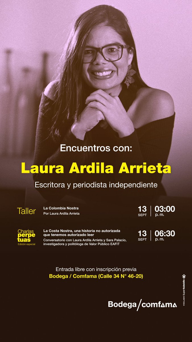 MariaJoseGomezV's tweet photo. Un taller y una conversación con la grandiosa @Laura_Ardila_A, gracias @ReyNaranjo por hacerlo posible. #BodegaComfama ingreso libre con previa inscripción aquí 👉https://t.co/8HCm7urNLU https://t.co/h6zCigHobk