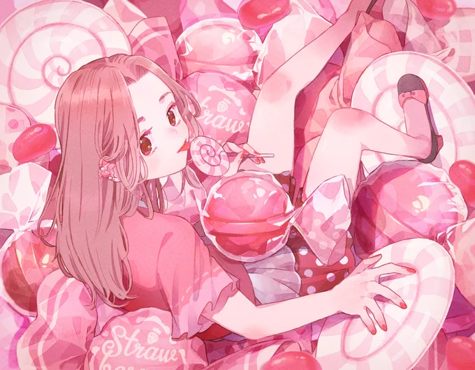 pink candy#創作 #illustration   #イラスト 