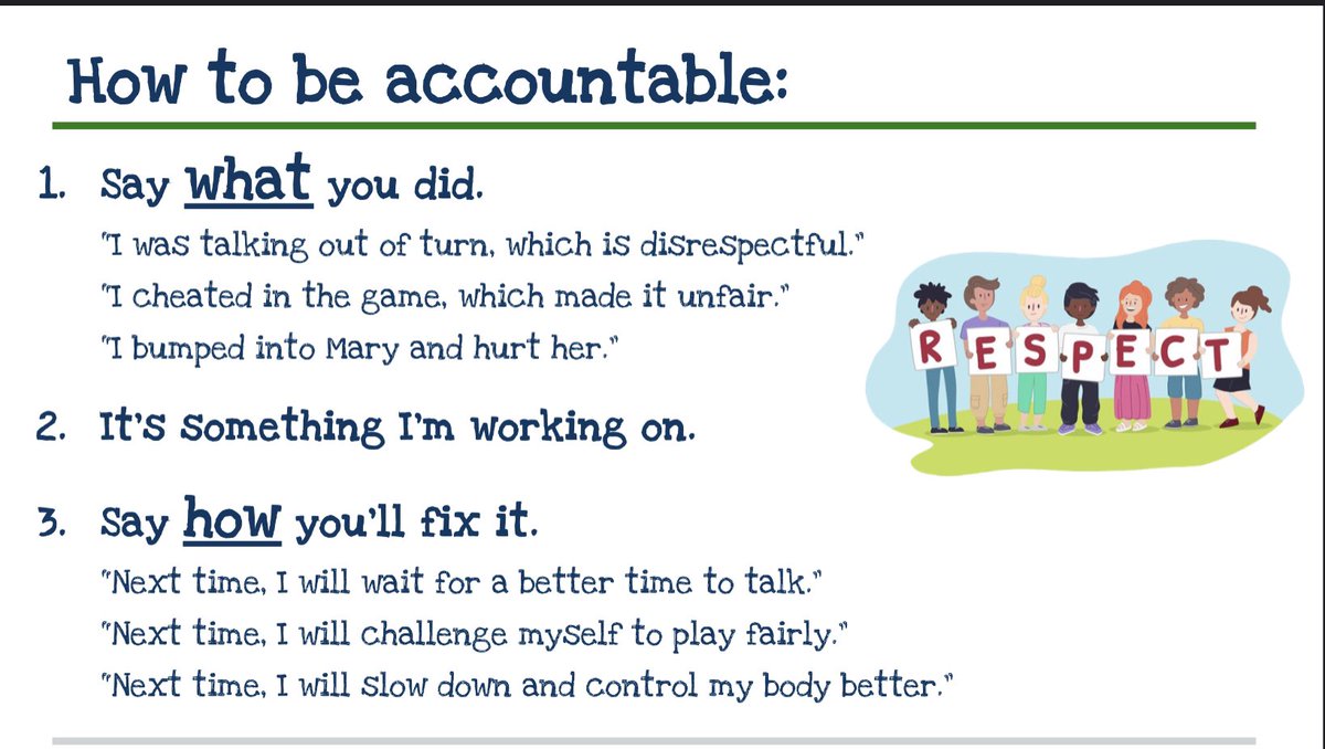 Rather than feeling ashamed, this week in #PhysEd we are working on and practicing accountability. These 3 statements are giving my students confidence when they make a mistake. #SEL