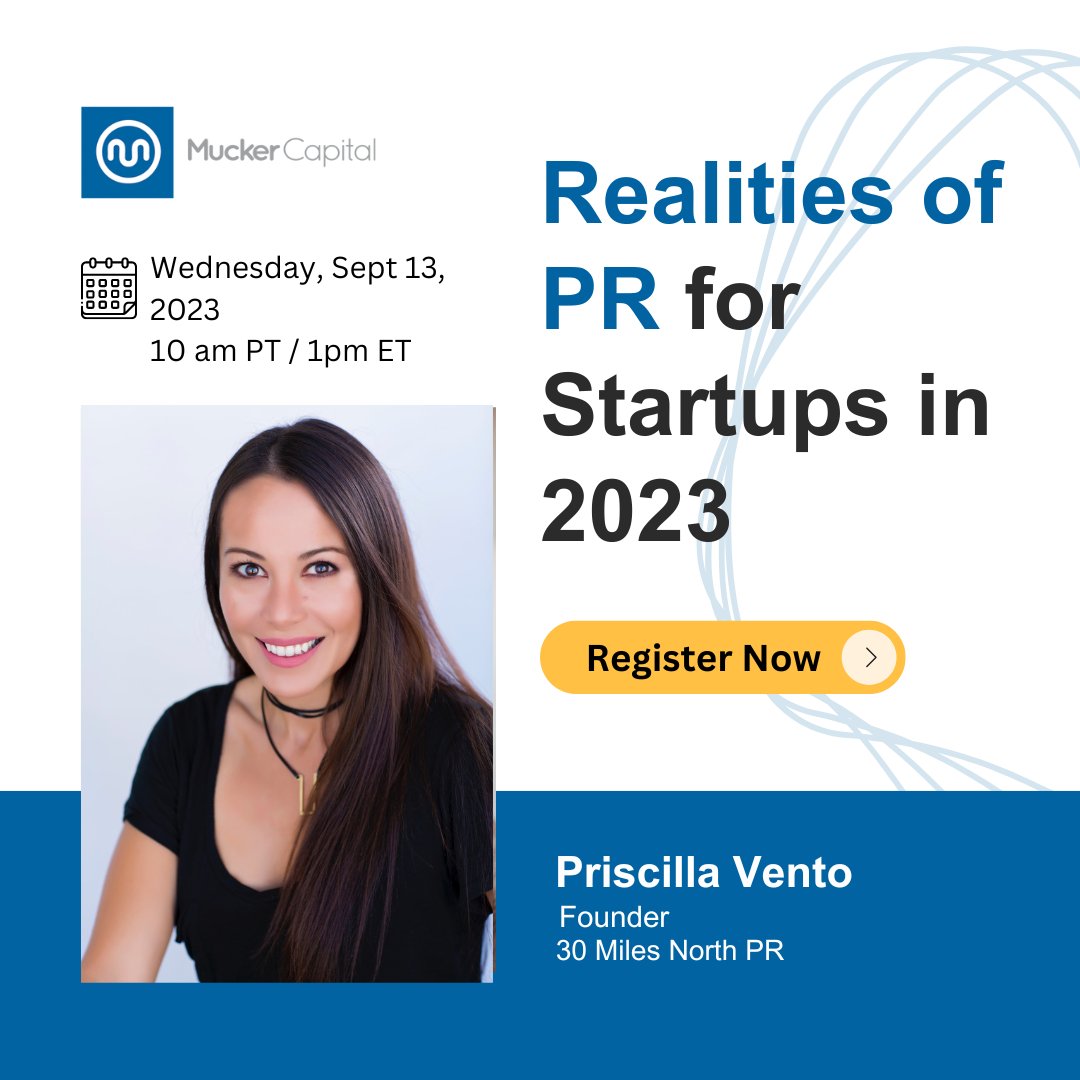 #Founders are focused on tons of things as they build their #startups, and making time for #PR can be a challenge. This Wed, 9/13 <a href="/PriscillaVento/">Priscilla Vento</a> with <a href="/30MilesNorth/">30 Miles North PR</a> shares how to efficiently + effectively DIY your early-stage PR.

bit.ly/3Evu2FK

#growth #entrepreneurs