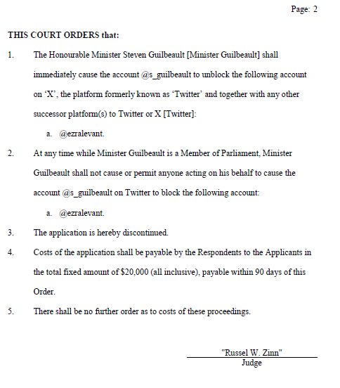 🚨BREAKING: We just crushed Trudeau’s minister Steven Guilbeault in court.

He illegally blocked us on Twitter. Today he was ordered to unblock us &amp; pay $20,000 to Rebel News.

His lawyers tried to get me to keep the details secret.

Read the facts here: TwitterLawsuit.ca