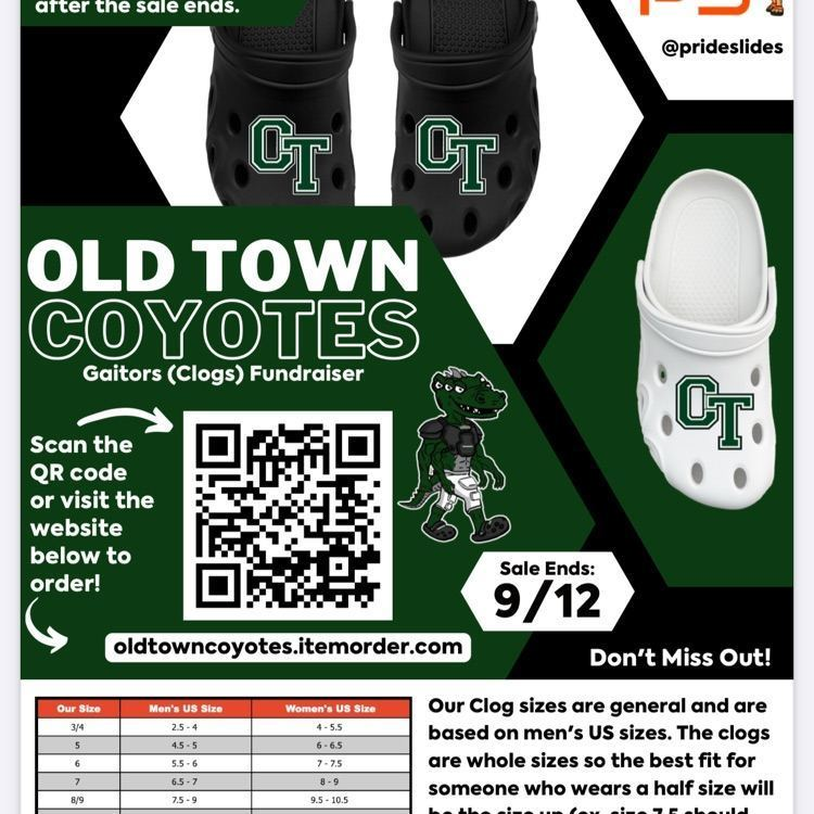 Last day to order your OT Pride Slides Gators (Crocs but remember that Crocs are a brand)

Order from here: oldtowncoyotes.itemorder.com/shop/home/

Last chance to get yours!