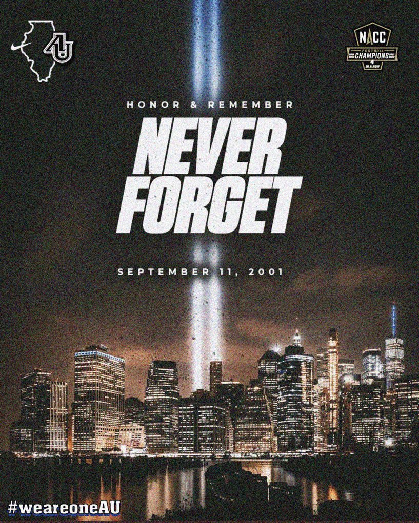 AU_SpartanFB's tweet photo. Today, we remember and honor those who lost their lives on September 11, 2001. #NeverForget https://t.co/CAATlUr1OH