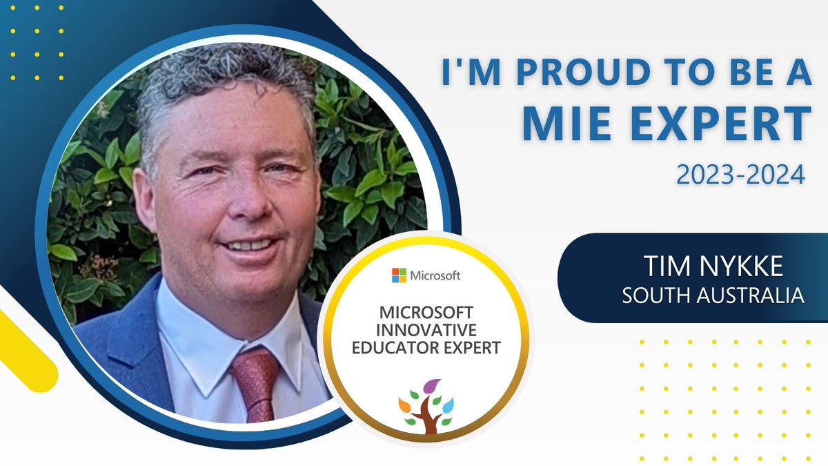 Nykke_IT's tweet photo. This will be another amazing year. So excited to be selected as an MIE Expert for 2023-2024 #MicrosoftEdu #MIEExpert. https://t.co/2u2YsMLJJf
