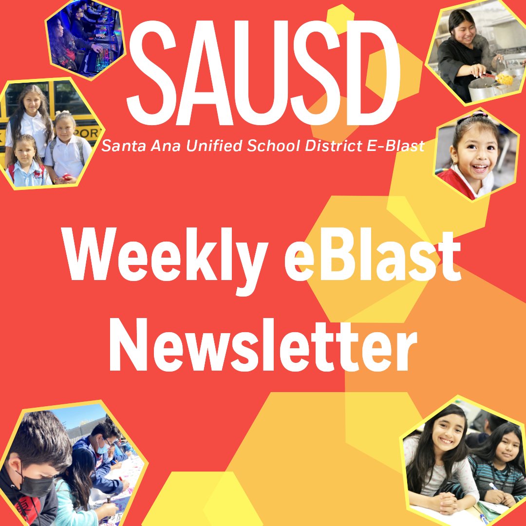 SantaAnaUSD's tweet photo. 📰 A new edition of our weekly newsletter is out! In it, you can learn more about our new SAUSD podcast, Saddleback HS dedication ceremony, 2023 Wall of Fame ceremony, and more! https://t.co/CVKpNlLp4F (link in bio)

#WeAreSAUSD #SAUSDBetterTogether https://t.co/428Eqp5Bql