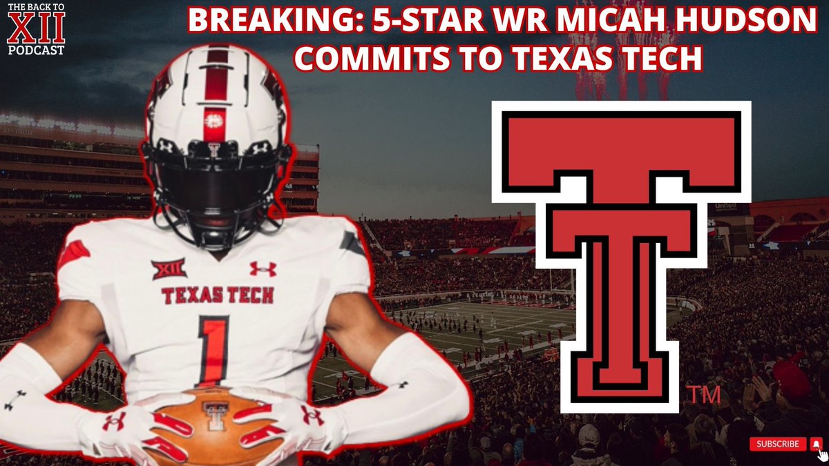 BREAKING: 5 ⭐️ WR Micah Hudson has committed to Texas Tech

Hudson is a Top 10 overall player in the Class of 2024 according to both Rivals &amp; 247Sports

Joey McGuire and Crew land the commitment of the highest rated recruit in program history

📺: youtu.be/ym6uPcYjAcQ