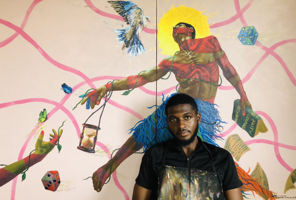jayeolaJoshuart's tweet photo. Title: True life story “under the series Akinkanju (bravery)”
Medium:acrylic on canvas 
Size:48x74 inches 

#share #Twitter #contemporaryart #explore #artlover #artlovers #art #arthousechannels https://t.co/hbLk2tQ6dZ