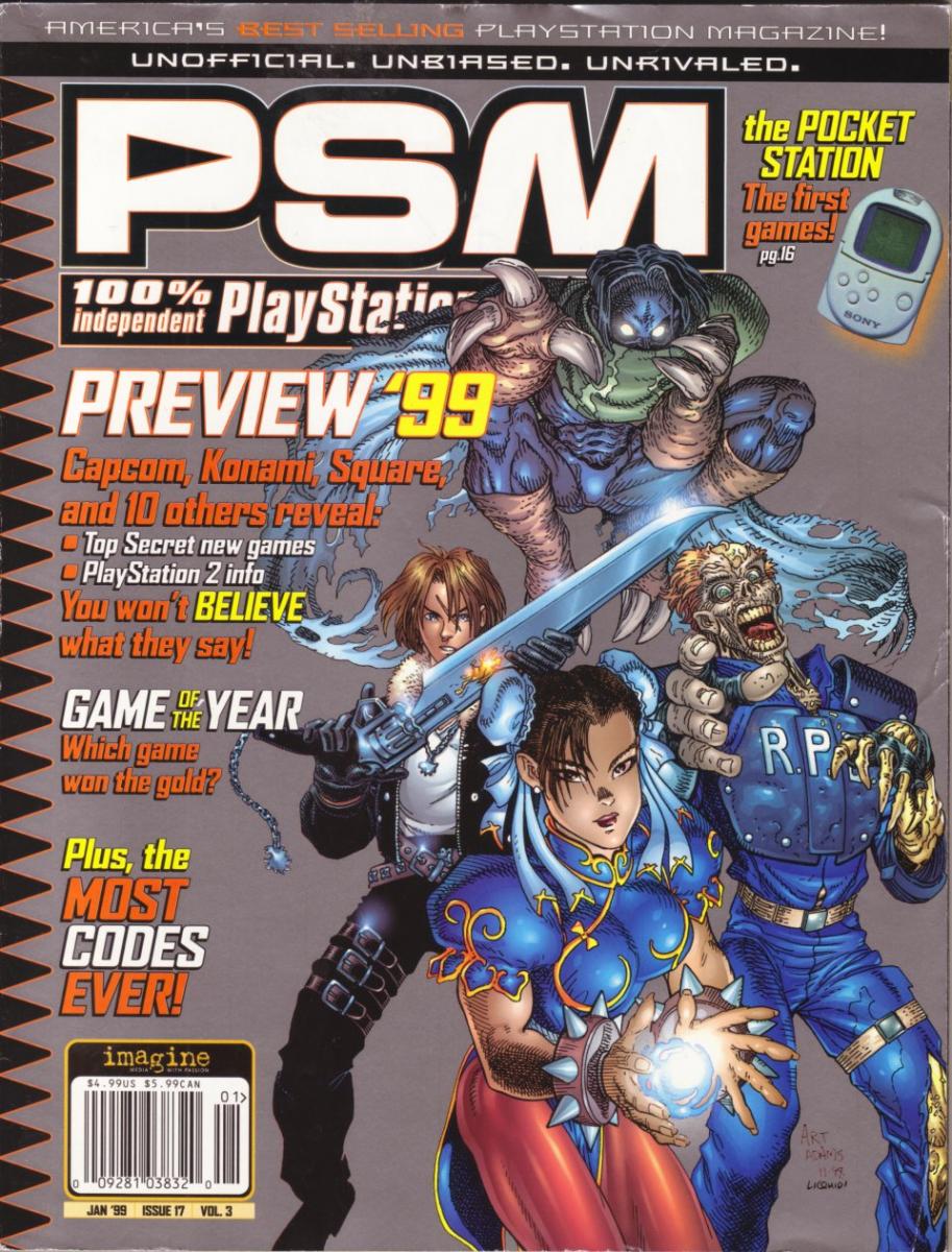 PlayStationPark's tweet image. PSM #17, Jan '99 - 'Christmas Preview' cover.