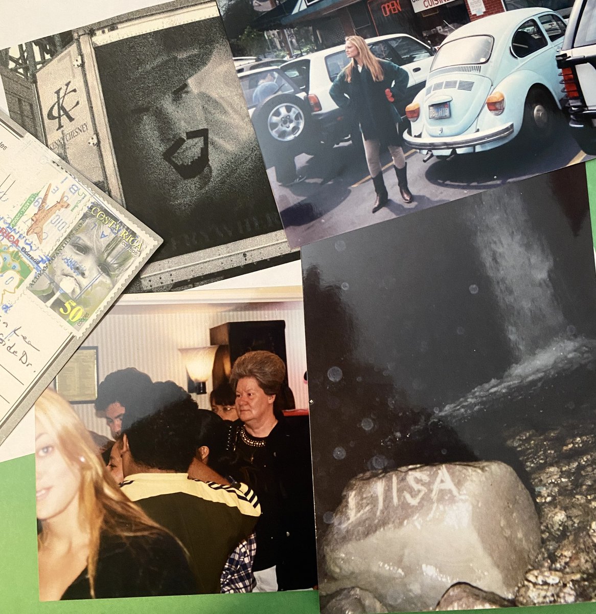 Liisabelle's tweet photo. Flashback.
Someone carved my name into a waterfall in Costa Rica. I thought he was takin a pic of me but no… it was the incredible levitating hair wizard.
Laughed all over again when I found all these cards and so many pics.
Okay, back to piles-o-paperwork. #punchbug https://t.co/D3jQqBQBLe