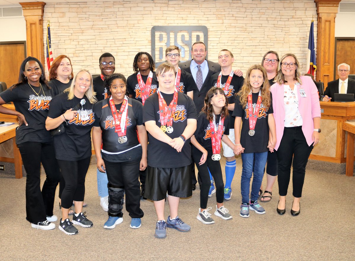 Trustees recognized Burleson Blaze athletes for their State Special Olympics achievements:
🥇4x100 relay, 200 &amp; 100-meter dash, long jump, &amp; javelin throw
🥈50-meter dash &amp; softball throw
🥉Javelin &amp; softball throw

<a href="/BurlesonISD_SS/">BISD SpecialEducation</a> | #BISDstandout #BISDgreatness