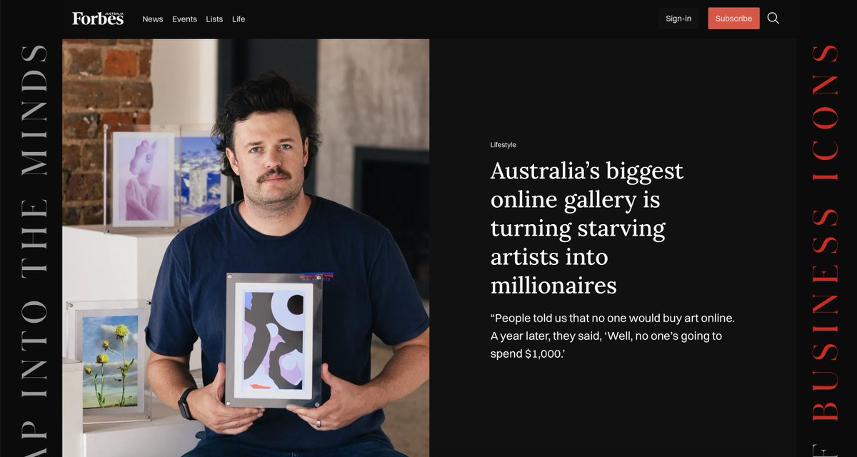 George Hartley (@gthartley) on Twitter photo During covid I spend a lot of time and energy growing a mullet. I'm glad it finally made it into a reputable publication.
Thanks @forbes and <a href="/JessicaMudditt/">Jessica Mudditt</a> for the excellent write up of what we're doing at <a href="/BluethumbArt/">Bluethumb Art</a>.
forbes.com.au/news/entrepren… During covid I spend a lot of time and energy growing a mullet. I'm glad it finally made it into a reputable publication.
Thanks @forbes and <a href="/JessicaMudditt/">Jessica Mudditt</a> for the excellent write up of what we're doing at <a href="/BluethumbArt/">Bluethumb Art</a>.
forbes.com.au/news/entrepren…