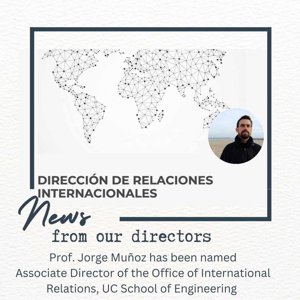 Our co-director, Jorge Muñoz-Gama, has been named Associate Director of the Office of International Relations (Dirección de Relaciones Internacionales) at the UC School of Engineering. 
Congratulations, and good luck Jorge with this new challenge! 🌎 instagr.am/p/CxEhdPaI2Ww/