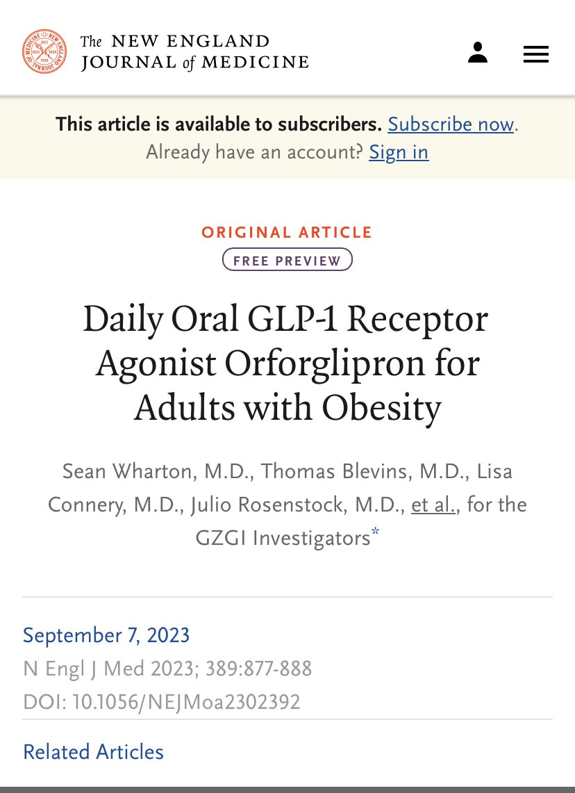 An oral agent that can help increase access to care for all people living with #obesity. #nejm in print this week.