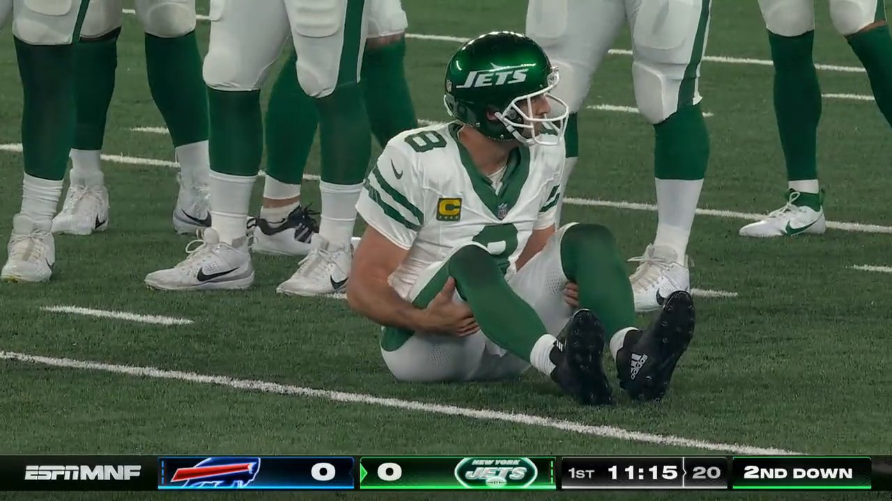 ESPN on X: 'Aaron Rodgers was injured and helped off the field on the first  Jets drive vs. the Bills.  / X
