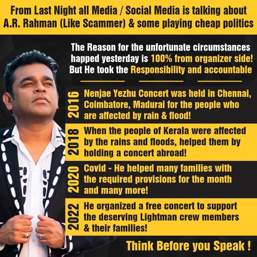 berginrp's tweet photo. The people he trusted failed. Please don’t blame him.
Rather question @actcevents
#ARRahman #MarakkumaNenjam
#IStandWithARR https://t.co/af2w888gUM