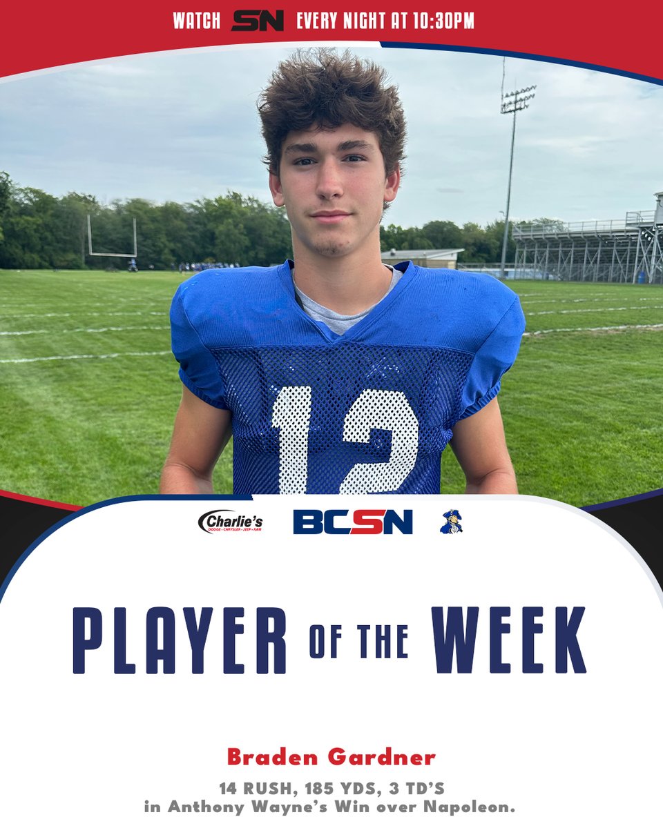 🚨 BRADEN GARDNER...

YOU are the <a href="/CharliesDCJR/">Charlie's Dodge CJDR</a> Player of the Week! 

CONGRATULATIONS! 🎉

See the Full Story tonight on Sports Nightly! 📺

<a href="/AWHSFootball/">AWHS Football</a> | <a href="/AWGenerals1/">AW Athletics</a> 

More Content 💻 bcsnnation.com