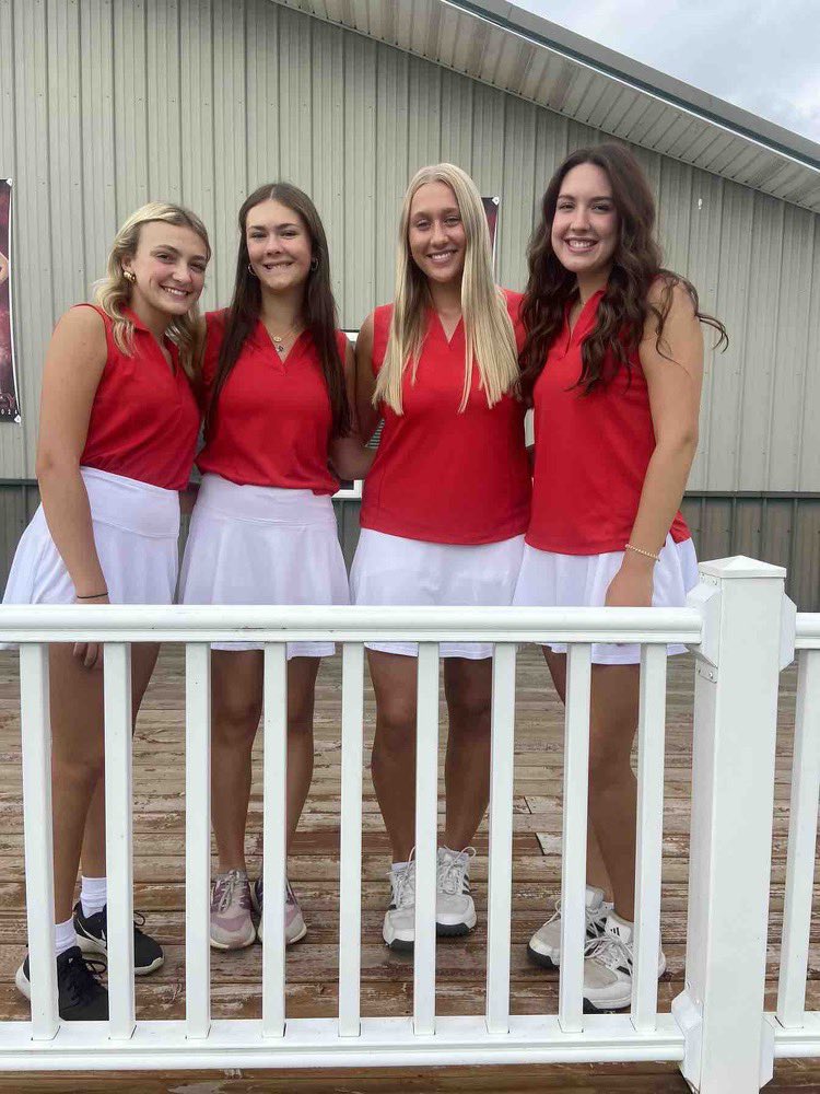 Thank you #Seniors ❤️ Senior night for these amazing ladies and even though we didn’t get the W, we DID have the best round of the year 181-176 against #BC 🎉⛳️ Trending ⬇️ 💪🏻 <a href="/indianahsgolf/">Indiana HS Golf</a> <a href="/RHSHornetsAthl/">RossvilleAthletics</a> #sectionals #betterneverquits
Rodkey-43
Terry-46
Salmon-46
Brown-46