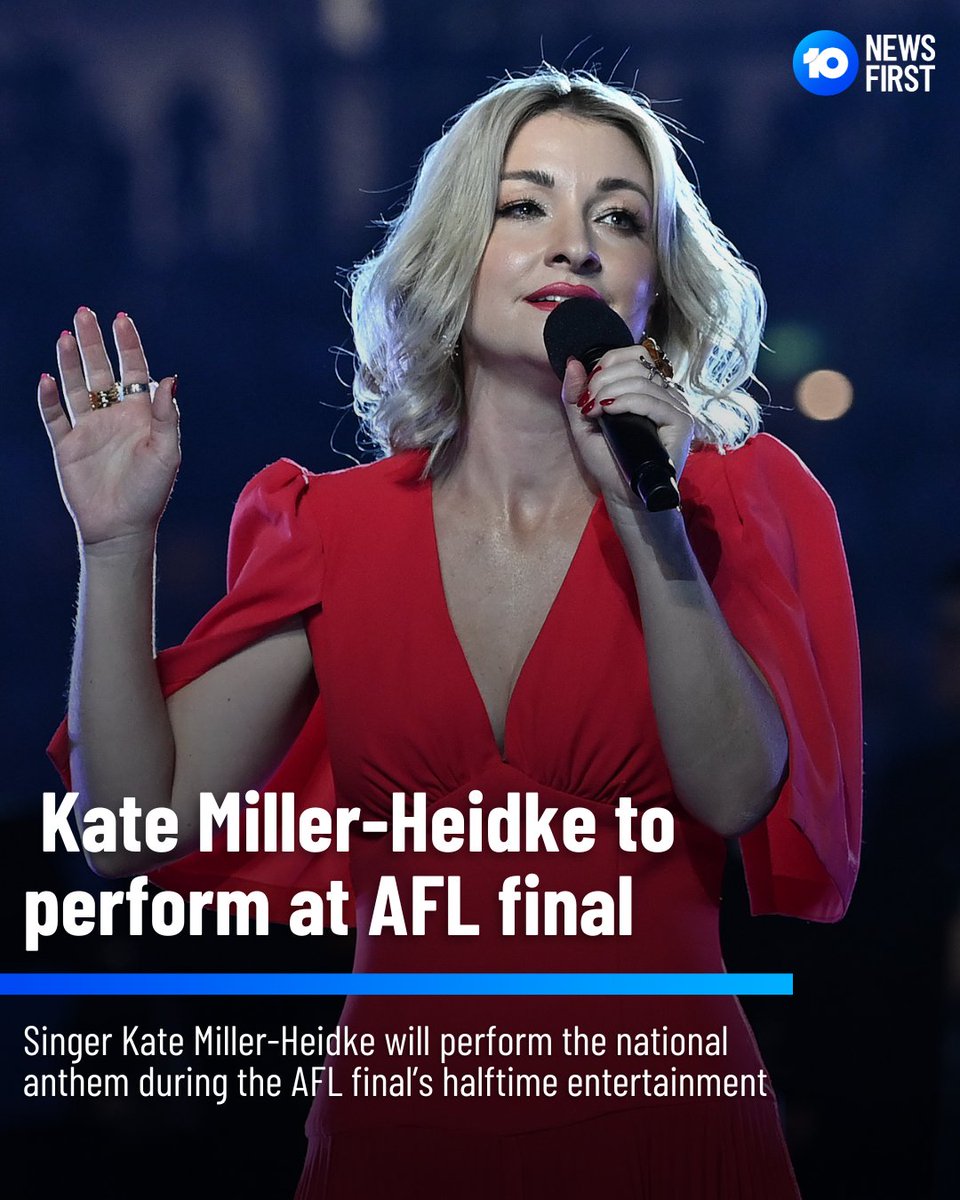 10 News First Melbourne (@10newsfirstmelb) on Twitter photo Australian singer Kate Miller-Heidke will perform the national anthem moments before the AFL Grand Final kicks off, with the show's complete lineup revealed | <a href="/kmillerheidke/">Kate Miller-Heidke</a> <a href="/AFL/">AFL</a> #AFL #AFLFinals
<a href="/_MarkSeymour/">Mark Seymour</a>, the frontman for <a href="/_hcofficial/">Hunters & Collectors</a>, will headline the show with his new Australian singer Kate Miller-Heidke will perform the national anthem moments before the AFL Grand Final kicks off, with the show's complete lineup revealed | <a href="/kmillerheidke/">Kate Miller-Heidke</a> <a href="/AFL/">AFL</a> #AFL #AFLFinals
<a href="/_MarkSeymour/">Mark Seymour</a>, the frontman for <a href="/_hcofficial/">Hunters & Collectors</a>, will headline the show with his new