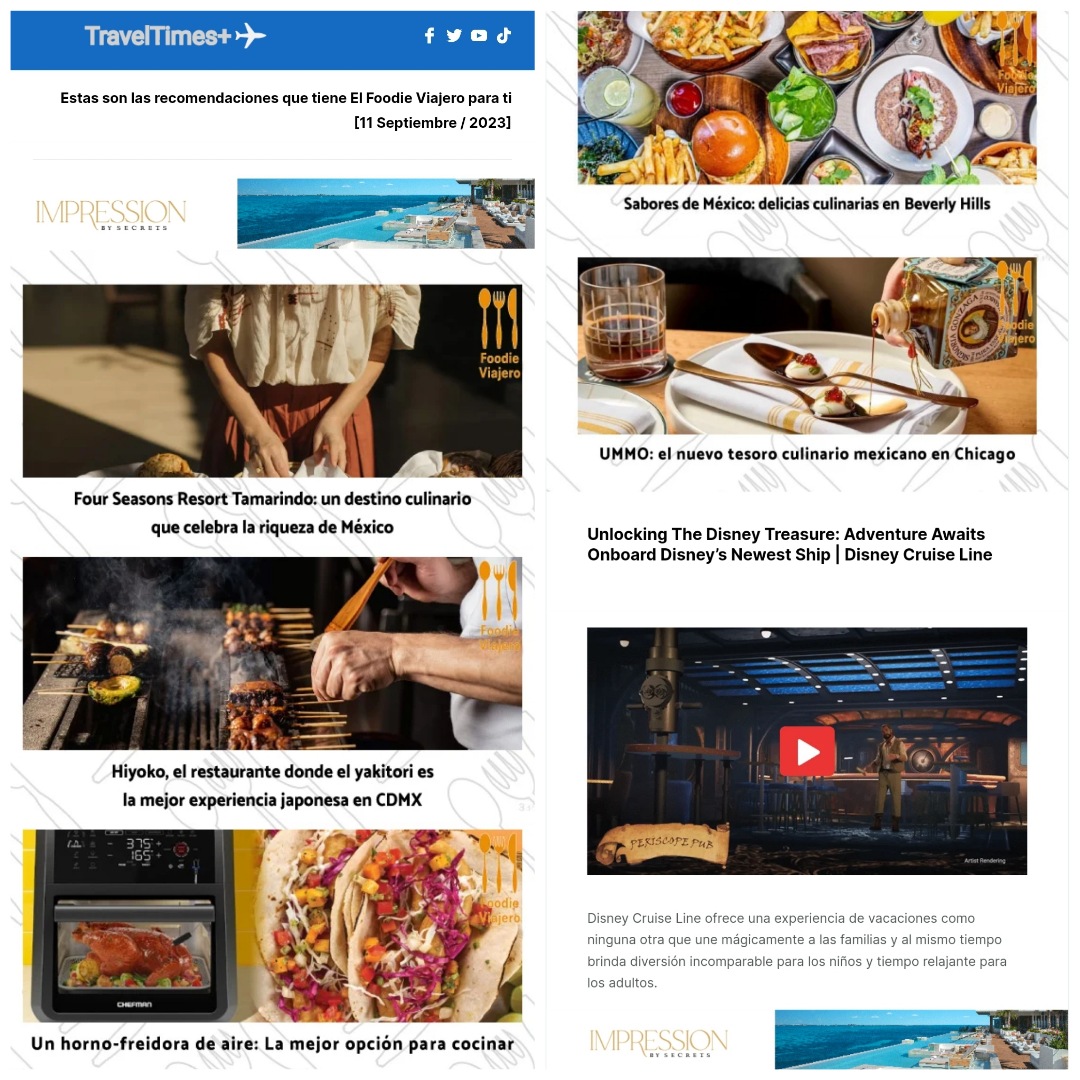 El Semanario #TravelTimes presenta las recomendaciones del #FoodieViajero. ¡No te las pierdas! 
👇🏼 preview.mailerlite.io/emails/webview…