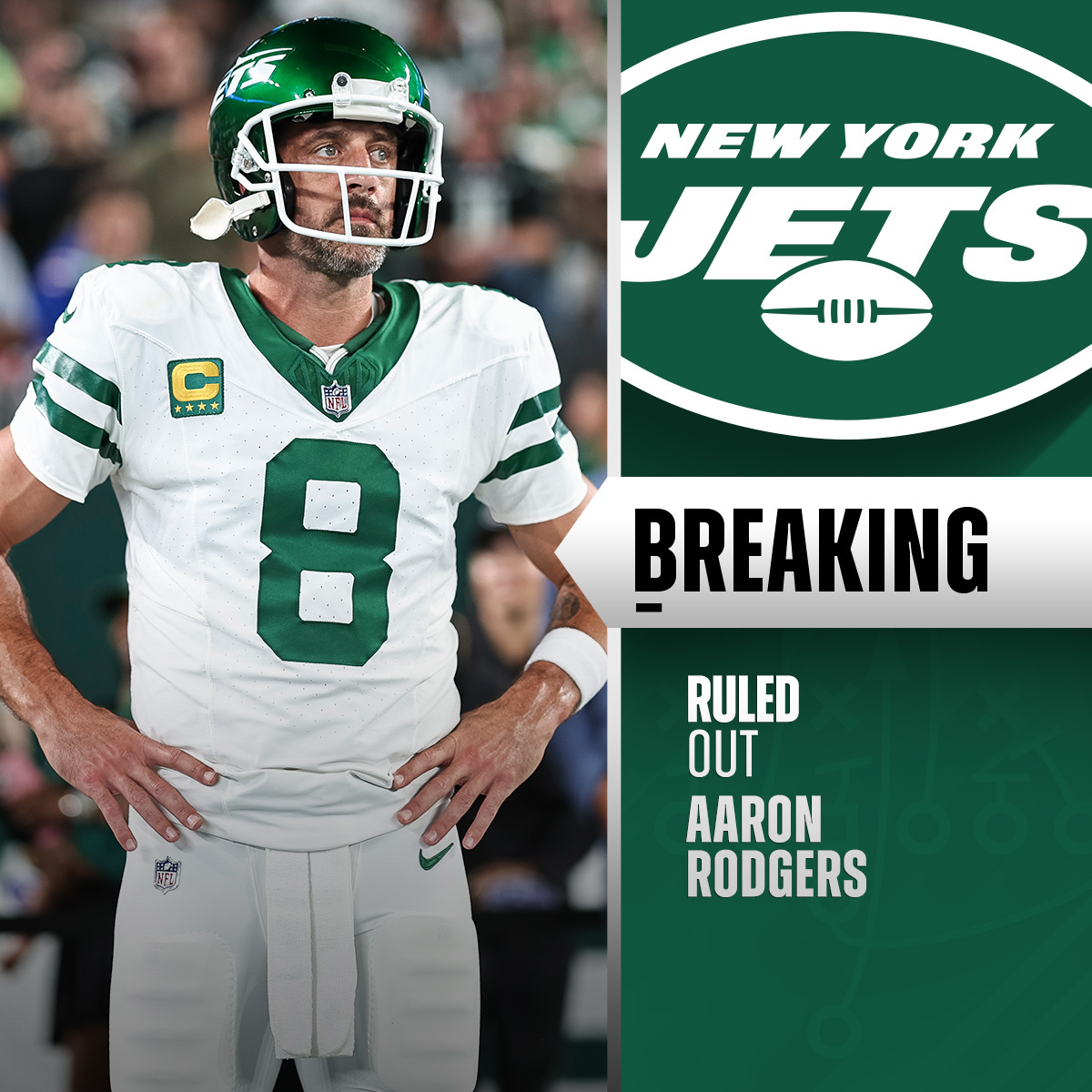 Aaron Rodgers ruled out for remainder of game. #BUFvsNYJ