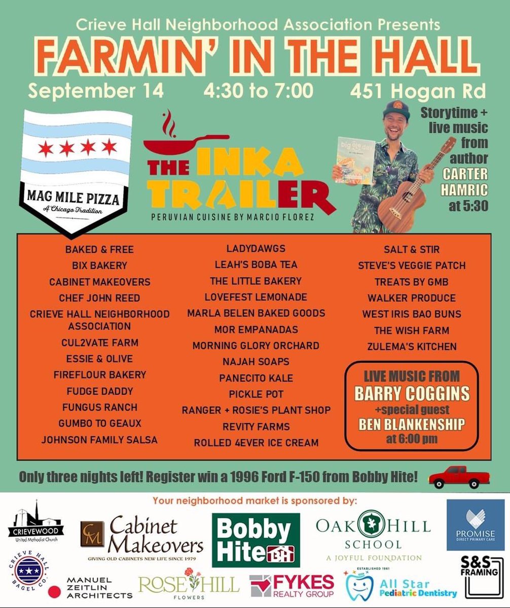 FarminInTheHall's tweet photo. Come see us Thursday! It’ll be a beautiful evening for dinner and shopping in Crieve Hall! https://t.co/s8nG6F6POH