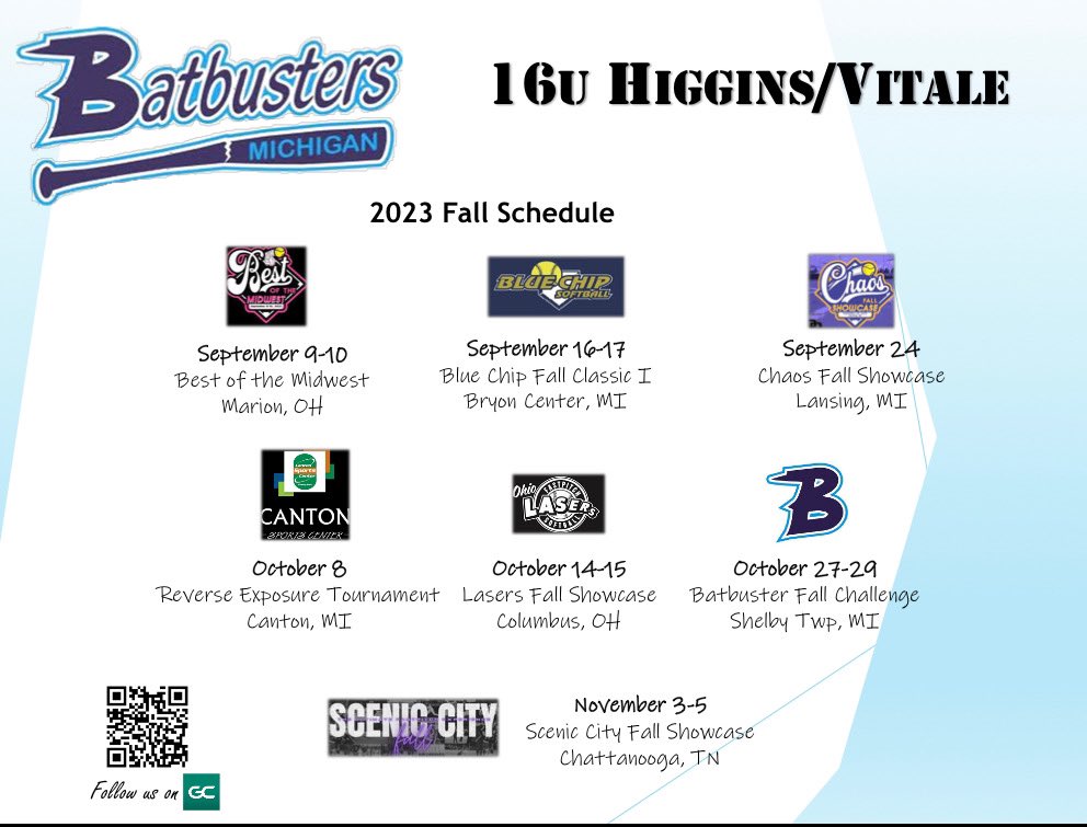 Fall Schedule is Here!! Check It Out!!! <a href="/svsu_ryan/">CoachRyan</a> <a href="/CoachPena_BSU/">Helen Peña</a> <a href="/colie_abes_12/">Nicole Tines</a> <a href="/CoachKnerem/">Emlyn Knerem</a> <a href="/Hall_J_4/">Jenna Hall</a> <a href="/Paige_McMenemy/">Paige McMenemy</a> <a href="/MBatbusters/">Michigan Batbusters</a>