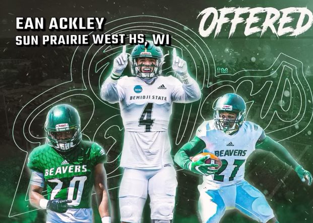 Ean Ackley (@ackleyean) on Twitter photo After a great call with <a href="/CoachBolte/">Brent Bolte</a> grateful to say Iβve received an offer from the university of <a href="/BSUBeaversFB/">Bemidji State Football</a> <a href="/SPW_oconnor/">Joshua E. O'Connor</a> <a href="/WestWolvesFB/">Sun Prairie West Wolves Football</a> After a great call with <a href="/CoachBolte/">Brent Bolte</a> grateful to say Iβve received an offer from the university of <a href="/BSUBeaversFB/">Bemidji State Football</a> <a href="/SPW_oconnor/">Joshua E. O'Connor</a> <a href="/WestWolvesFB/">Sun Prairie West Wolves Football</a>