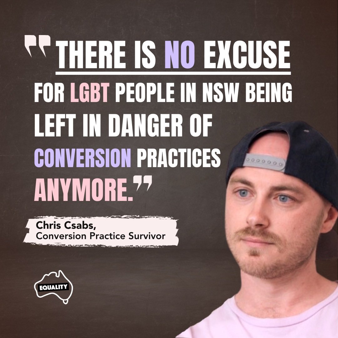 We have the chance to end conversion practices against LGBTQA+ people in NSW once and for all. With bipartisan support to banning conversion practices, now is the time to stand together to make sure these reforms become law. @SOGICEsurvivors