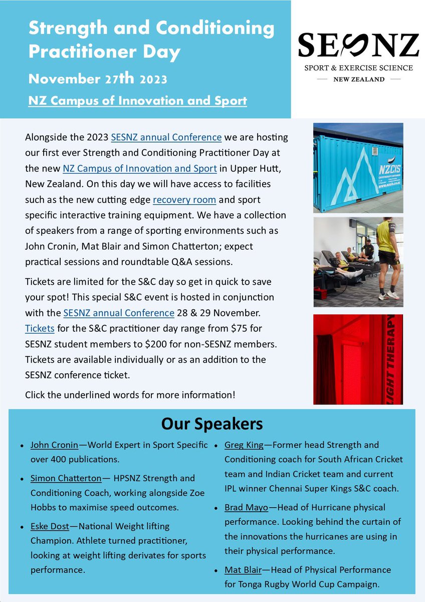 For the first time ever we are hosting a Strength and Conditioning Practitioner Day alongside our annual conference. Check out the info below!