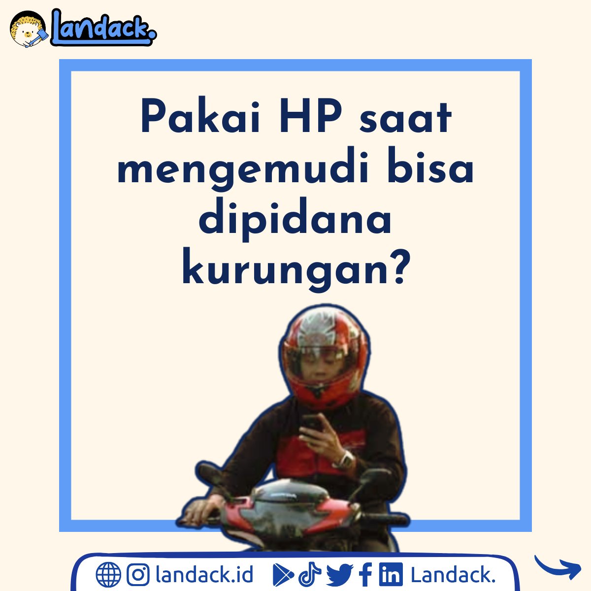 Landackid's tweet photo. Pakai GPS atau Google Maps jangan sampai mengganggu konsentrasi sobat di jalan ya!

#Landack #jasahukum #polisi #mainhp #pengacara #lalulintas #adil #salamsatuaspal #ponsel #jalanraya #indonesia #jakarta #kecelakaan #orderan #jabodetabek #paket #ojekonline #hukum #konsultasihukum https://t.co/UPJLek1uXV