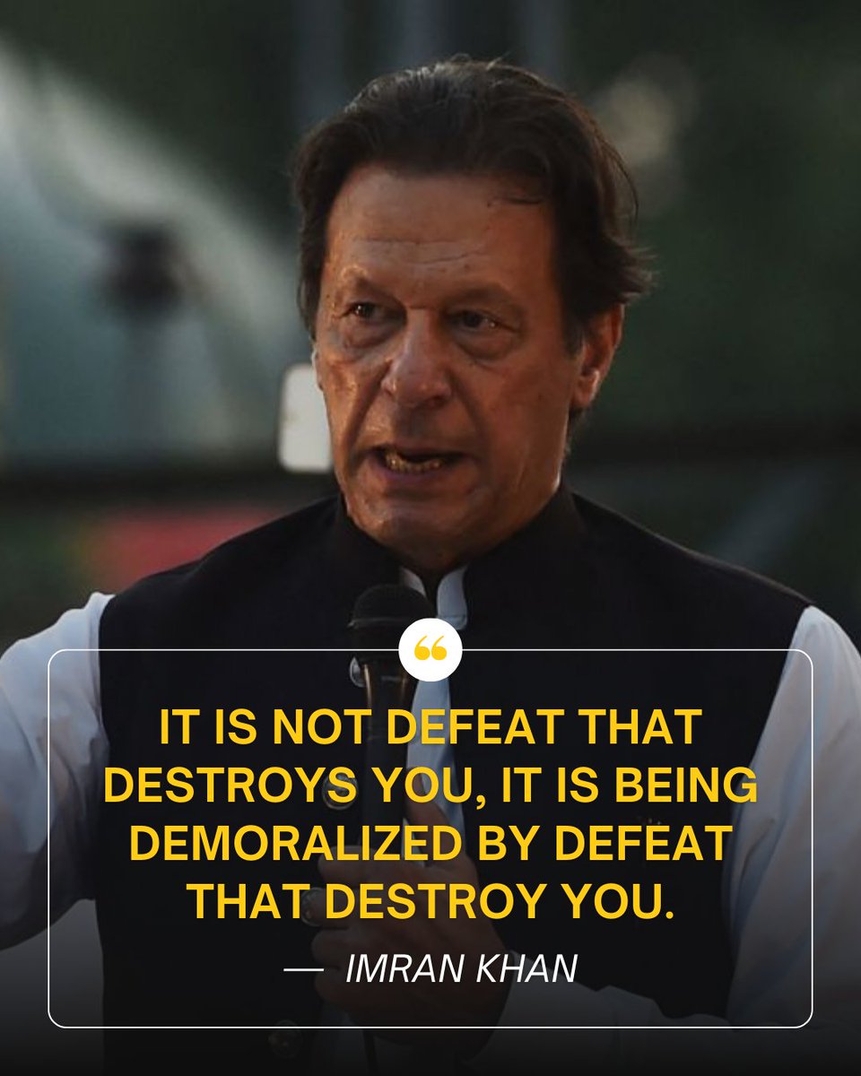 dashingspeeches's tweet photo. It is not defeat that destroys you, it is being demoralized by defeat that destroy you. — Imran khan

@ImranKhanPTI 

#ImranKhan #Motivation #MotivationalQuotes https://t.co/orWwENSfSM