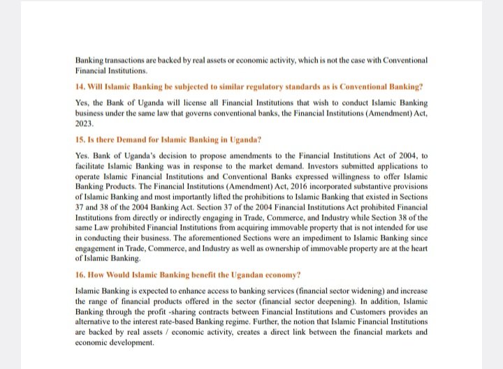 #Regulatory alert: Bank of #Uganda (Uganda's Central Bank) has issued an information guide on #IslamicBanking.

It confirms the product is not for Muslims only. Depositors will also have options of Current & Savings Accounts and Investment Accounts.

#Regulation #IslamicFintech