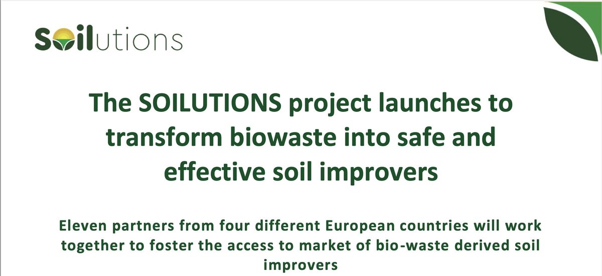 📣 The @Soilutions_eu project launches to transform biowaste into safe and effective soil improvers

@SAV_lavega @grupofertiberia @entomoai @nuresys @CETENMA @DraxisEnv @GAIKER_BRTA @GreenovateEU @scp_centre @LasNavesINN @ugent 

Coordinated by: @innovarum_
