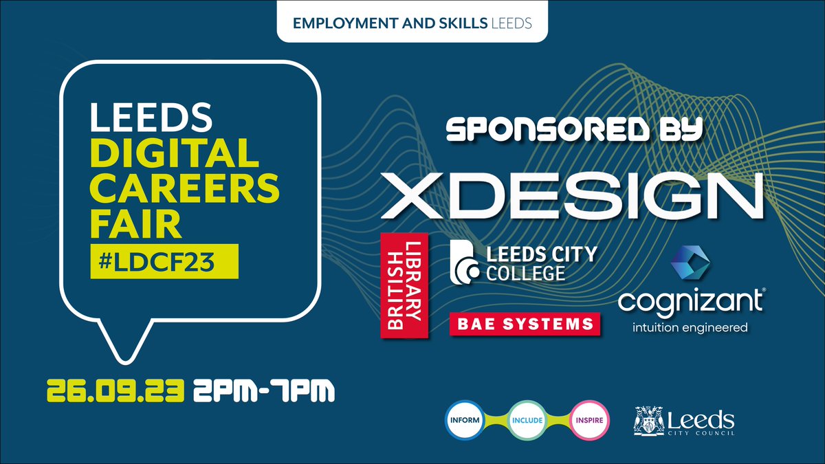 LeedsCC_News's tweet photo. The Leeds Digital Careers Fair is returning on 26 Sept #LDCF23 ๐
๐ปThis event will be your chance to meet tech businesses showcasing the jobs and career opportunities available across Leeds.
๐Book your FREE place today at: https://t.co/jg1ww7Kfxe #Leeds https://t.co/wnbBKhgZlg