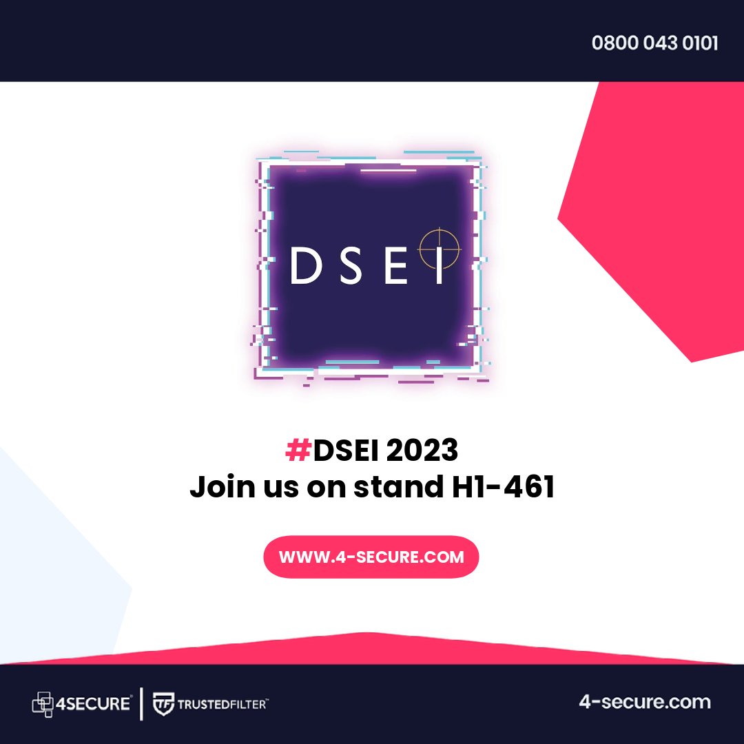 Today our team joins industry and experts to discuss our innovative new solutions for complex security issues at #DSEI23

We’re looking forward to discussing our latest solutions with attendees and gaining valuable feedback

4-secure.com/4secure-announ…