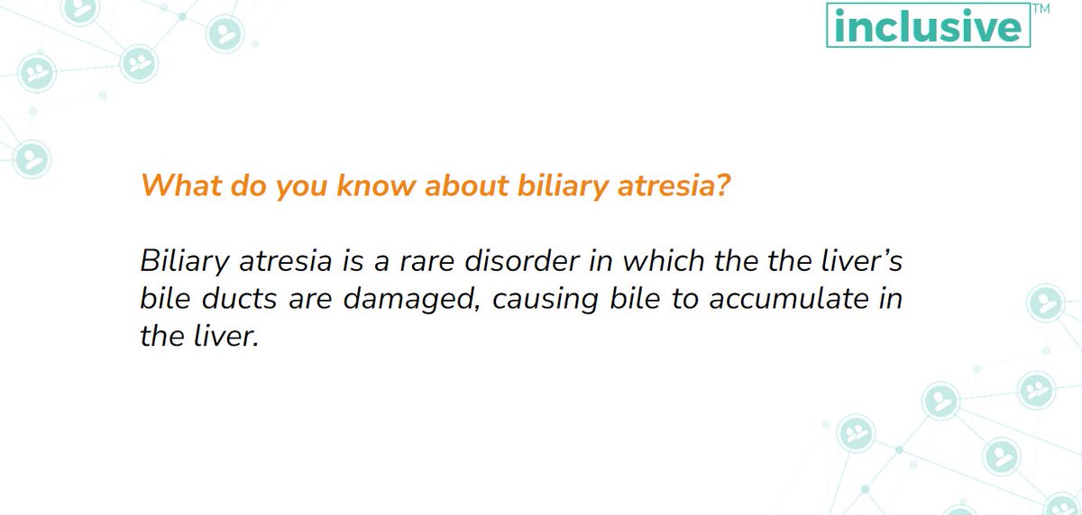 Biliary atresia affects less than 1 in 10,000 births. The rarer a condition is, the more challenging it can be to study. With Inclusive, you can connect with community groups focusing on rare conditions and include them in your projects. 

#biliaryatresia #engagement #healthcare