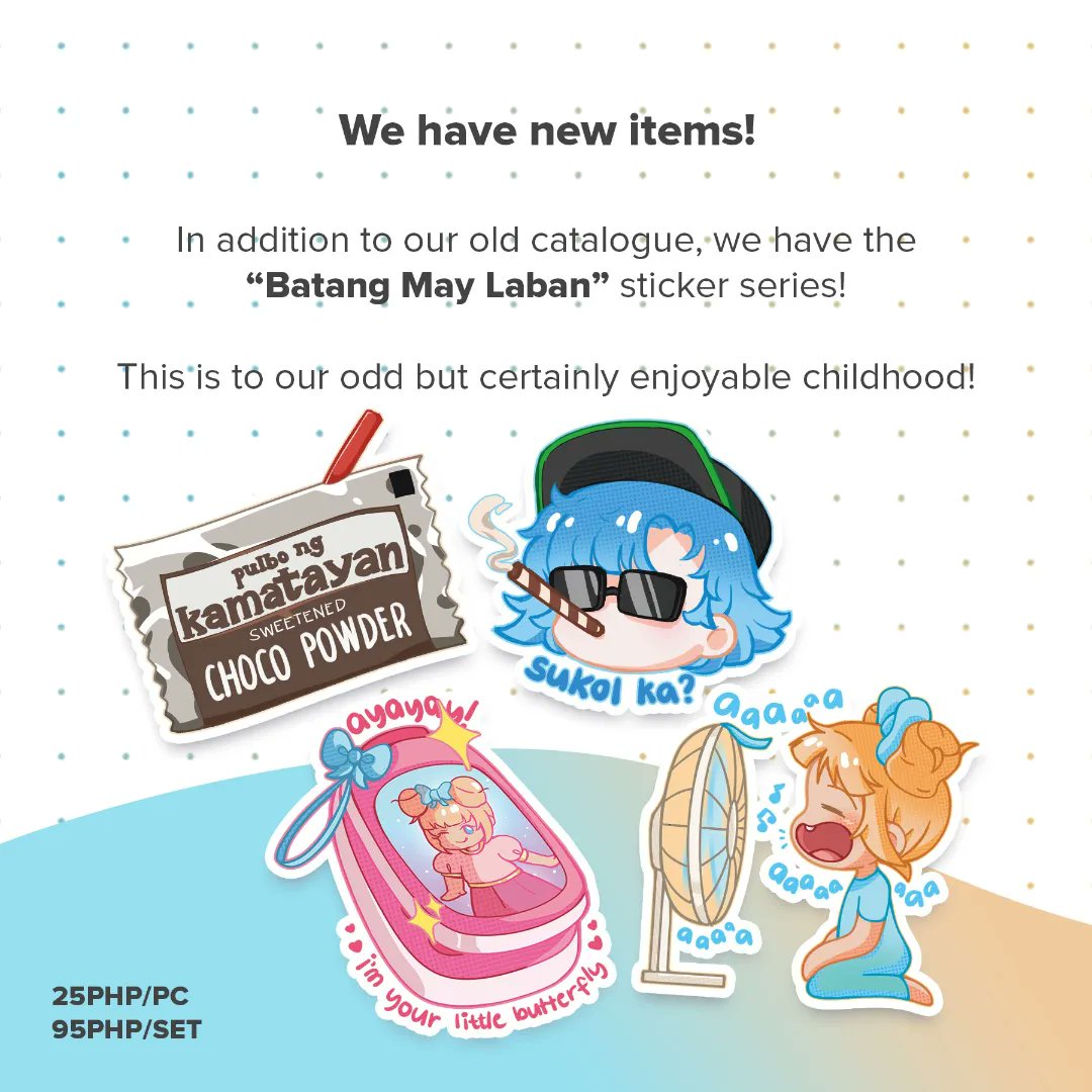 dibuho_dvo's tweet photo. ๐๐ฒ๐, ๐ ๐ ๐๐ ! ๐ฉต
We will be there as merchants for your "๐๐ฎ๐๐ฎ๐ป๐ด ๐ ๐ฎ๐ ๐๐ฎ๐ฏ๐ฎ๐ป" CAS General Assembly 2023 this September 13! โจ๏ธ
We have a new addition just for you: "Batang May Laban" sticker series as we reminisce our peculiar antics in the 2000s!
#MalaCAS https://t.co/takOzppBrn
